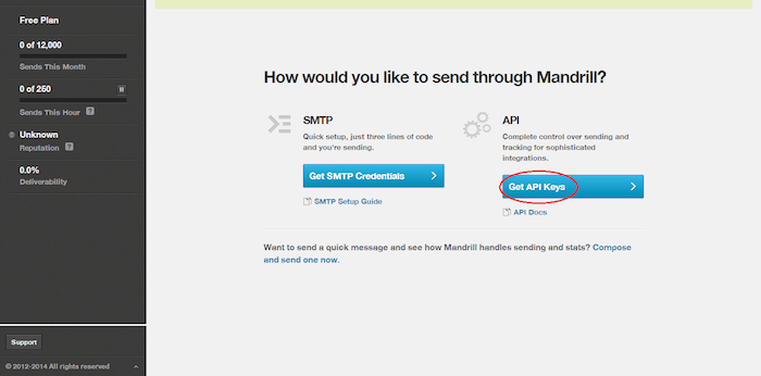 Mandrillapp API key screen